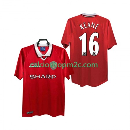 Manchester United Keane 16 1999 2000 Retro Maglia Prima Manica Corta